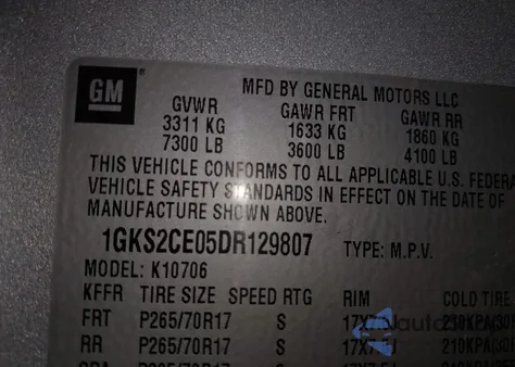 2013 GMC Yukon Slt from USA, damaged, VIN 1GKS2CE05DR129807